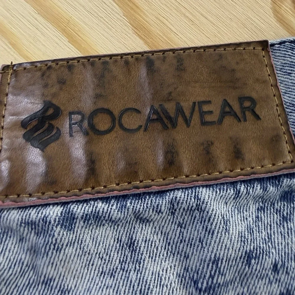 Rocawear Men's Denim Shorts W36 Acid‎ Wash Y2K Baggy Long Hip Hop